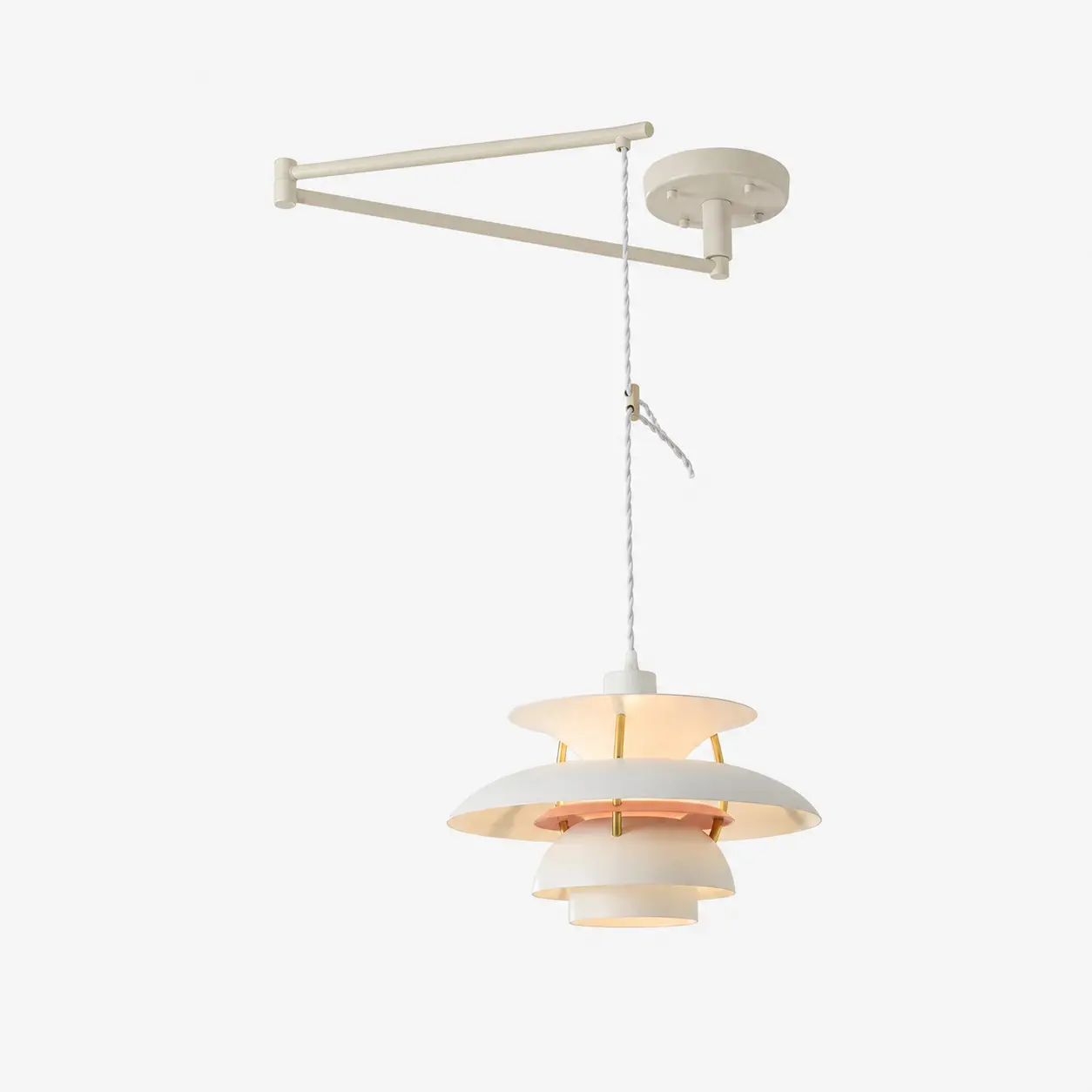 White layered pendant in three sizes